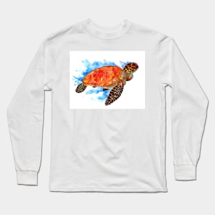 Red Watercolor Sea Turtle Long Sleeve T-Shirt